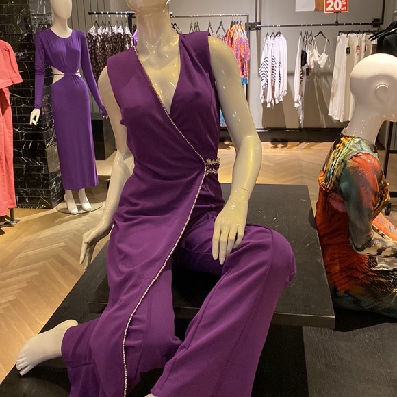 Valentine overlap purple jumpsuit - Picture 3 of 11